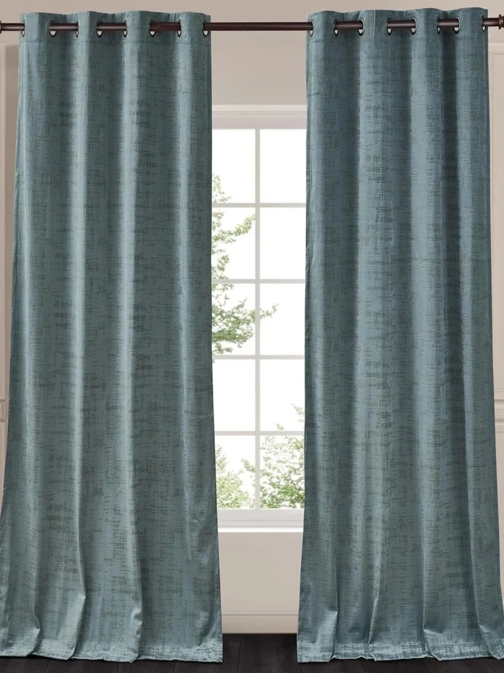 100x108in blackout blue curtain set